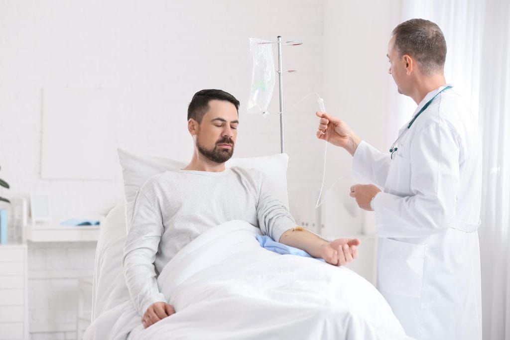 A man getting infusion therapy